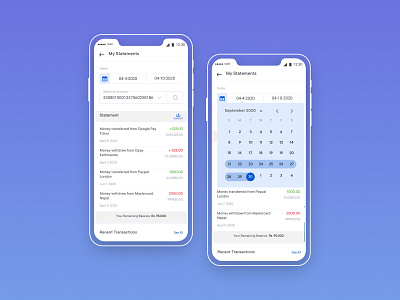 "Statements" a Payment Interface bank concept design figma mobile app mobile ui mobile wallet statement ui uiux wallets