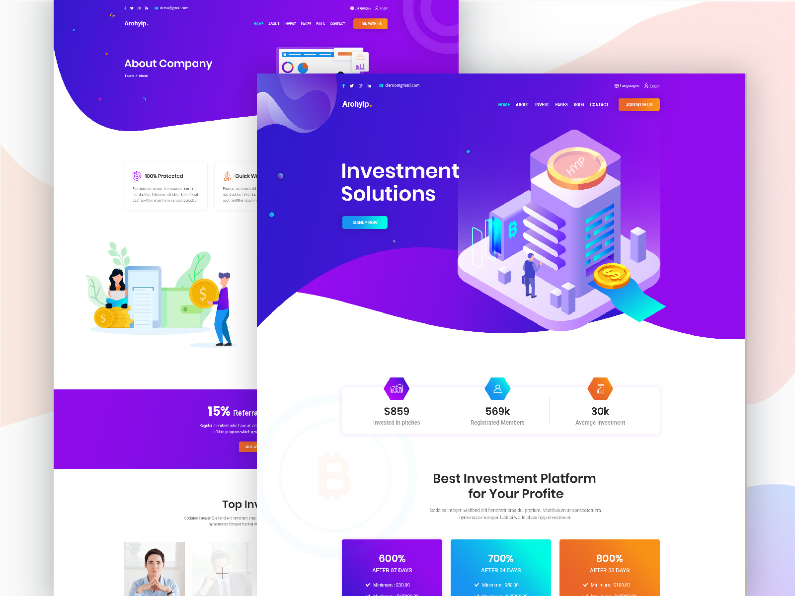 Arohyip - HYIP Investment Business HTML Template by The Soft King on  Dribbble