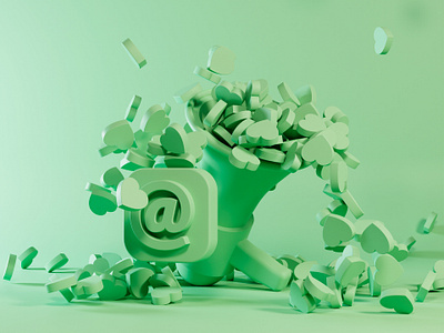 Viral email - Clay 3d 3d animation 3d motion animation blender c4d clay concept cycles design green heart illustration like mail megaphone motion design motion graphics newsletter viral