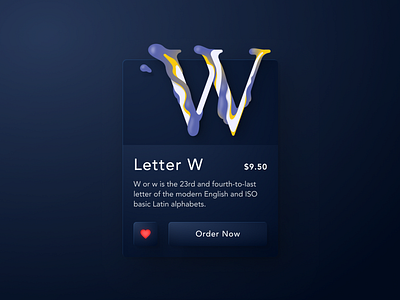 Letter W blue card concept dark designer ecommerce figma interface interface design interface designer letter lettering shop soft ui typogaphy ui ui designer uidesign user inteface user interface design