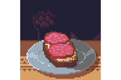 Sausage Sandwitch cats food minifoodchallenge pixel pixelart