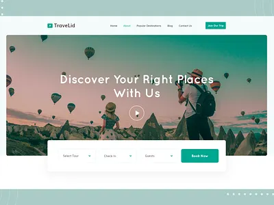 TraveLid - Travel Home Page Header Exploration 2020 trend design agency agency websites booking clean creative hero image journey landing page tour travel travel agency travelling trendy design trip typography ui ux web design webdesign
