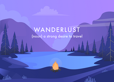 Wanderlust illustration hiking illustration mountains purple travel travel illustration wanderlust