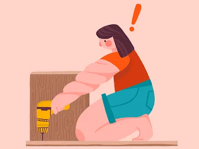 Drilling character drilling home home improvement illustration woodworking