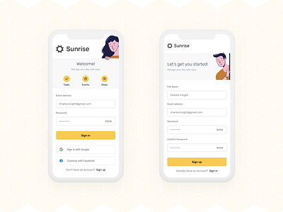 Sign in / Sign up UI design flat login login page logo minimal page register signin signup sketchapp ui ux yellow