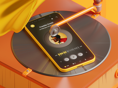 Music Player App Design 3d appdesign applemusic appliication ios mobile musicapp player song soundcloud spotify ui ux vinyl web