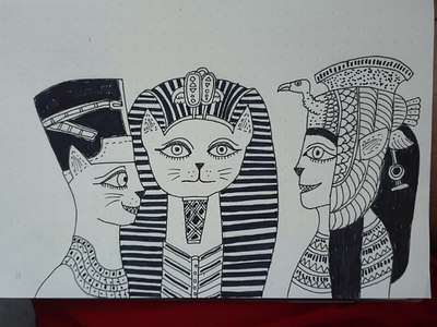 Egyptian Cats drawing illustration