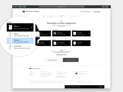 Man's Shirt Configurator - Step 3 black black and white blackandwhite components configurator custom dropdown dropdown ecommerce options step by step wizard