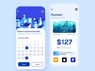 BookingVila - Booking Mobile app 02 adobe xd app design apple book booking brand branding calendar concept design figma illustration interface minimal pay payment paypal rent ui ux