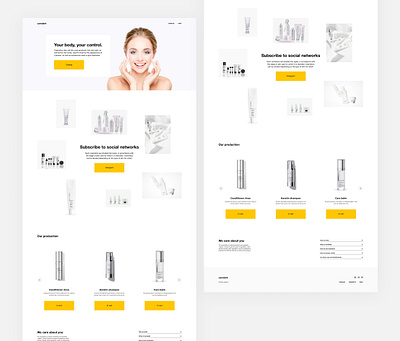 LANDING PAGE FOR THE BRAND OF COSMETICS aftereffects branding brutalism business clean concept figma flat landingpage lights minimalism sketch typography ui ux webdesign