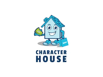 Home shopping - Logo Template build cartoon character cute fun funny home house illustration kids logo mascot masculine modern money shop smile tranding vector