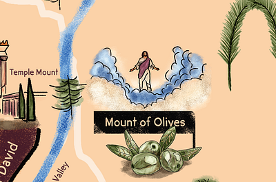 Mount of Olives - Acts 1:9–12 ascention bible clouds design easter god heaven illustration life magazine map mount of olives