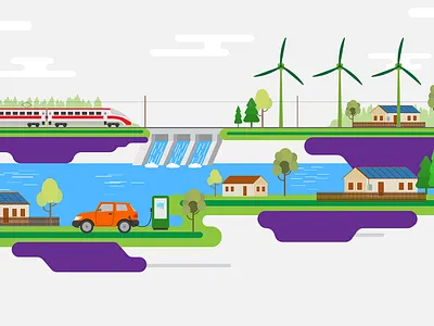 Green energy2 abstract architecture background banner concept design flat graphic illustration