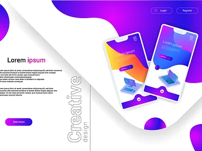 emplate for landing page, website or banner on the topic App Dev abstract advertising app application background banner business coding concept design development digital e commerce flat flyer graphic homepage illustration interface internet