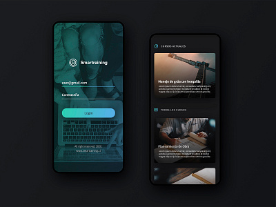 Smartraining courses UX app dark mode dark theme mobile ui ux web