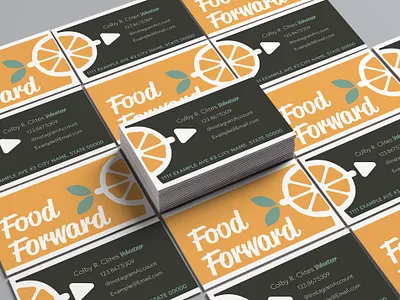 Food Forward - Business Cards adobe brand branding brown business cards clites colby design food forward green icon logo nonprofit orange print typography