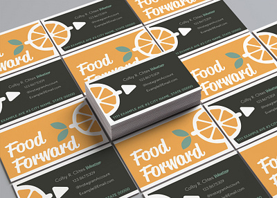 Food Forward - Business Cards adobe brand branding brown business cards clites colby design food forward green icon logo nonprofit orange print typography