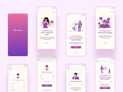 Splash/On-boarding & Form Screens brand concept design form design illustrations login screen logo mobile app mobile ui onboarding screen sign up ui splash screen ui ux ui ux design vector