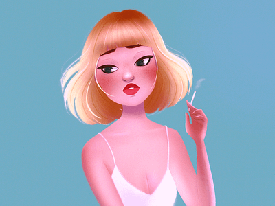 Beauty Spock – Drawing from Reference blonde cartoon cartoon character cartoon illustration character design character illustration cigarette drawing girl illustration red lips short hair smoking woman