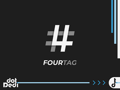 Four(4)tag Logo dual meaning four hashtag logo logo design number vector