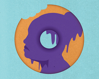 Can you eat your way happy? conceptual donnut editorial editorial illustration food food and drink food illustration health healthcare illustration illustrations illustrator mental health textured woman