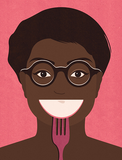 Can you eat your way happy? conceptual editorial editorial illustration food foodies happy hour happyness illustration illustrator mental health smile textured woman women