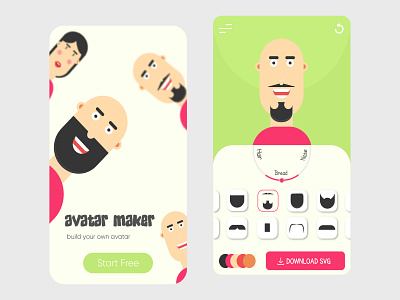 Avatar Maker App Ui Design app app design application avatar avatar design avatar icons design flat flatcharacterdesign illustration illustrator ui ui ux ui design uiux userinterface ux design vector