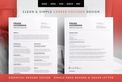 Essential Resume - Frank clean resume creative resume curriculum vitae cv template download free minimal resume modern modern resume professional resume resume template template