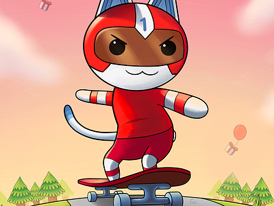 Kid Cat Skateboarding animal crossing art cartoon illustration kid cat kid cat new horizons pocket camp skateboarding