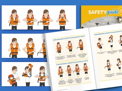 Costa Crociere - Safety Guide character design costa cruise cruise ship graphics guide illustration illustrator art indesign life jacket safety sea ship ships