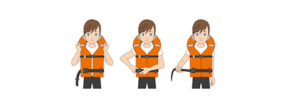 Costa Crociere - Safety Guide boy character child design graphics guide illustration illustrator jacket kid life jacket movements ocean orange safety sea vector warning waves