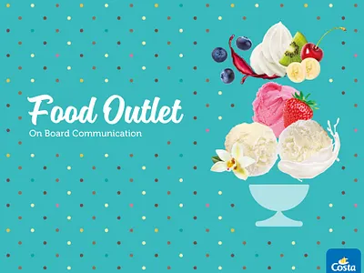 Costa Crociere - food outlet amarillo brand colorful corporate identity costa cruise cruise cruise ship dots food fun gelato graphics icecream logo original outlet shop tasty