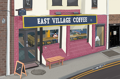 East Village Coffee design illustration poster sketchbook pro