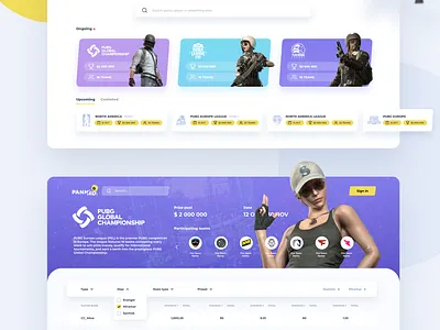 PUBG Tournaments Research Tool championship dashboard game logo pubg statistics tournament ui ux web