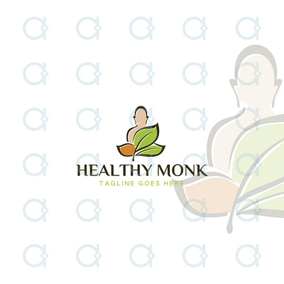 healthy monk logo brand identity buddha design designer graphic graphic design heal healing healthcare holy logo meditation monk natural nature pilates vector wellbeing wellness yoga