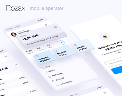 Rozax Mobile Operator Concept app branding colors design dribbble freebie gradients illustration ui ux