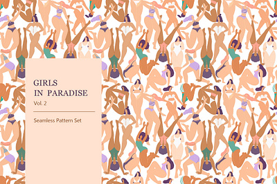 Girls in Paradise pattern set art design download drawing drawings feminine girls graphic graphic design graphics hand drawn handmade illustrator pattern pattern art pattern design patterns seamless pattern seamless patterns women