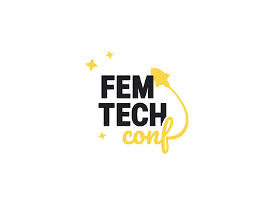 FemTechConf Logo Design branding conference cute design femtechconf fun icon logo playful rocket space typography vector women in tech