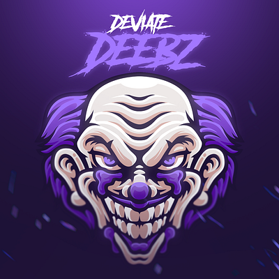 Mad Clown Crying Blood Gaming Logo Design - (c) Deviate, UK blood character clown crying esport esports gaming graphic design jester joker logo logo design mascot pennywise