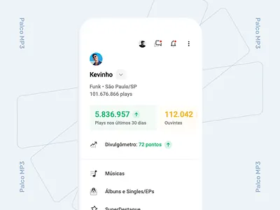 Palco MP3 | Menu album app artist manager music music app profile ui