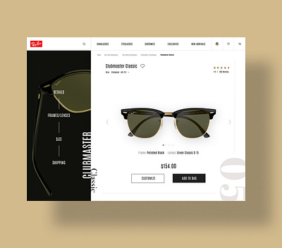 Ray Ban E-Commerce dailyui design designchallenge designer inspiration ui uidesign uxdesign uxui webdesign