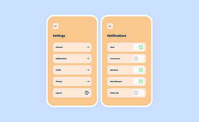 Daily UI #7 — Settings daily ui dailyui design mobile ui settings warm