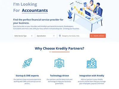 Landing Page for Kredily Partners adobexd branding clean design graphic interface landing page minimal product start page ui ui ux