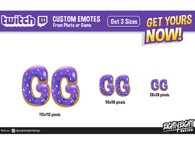 Custom GG Twitch Emote for Danikaliforniaa by Eighty Eight Design on