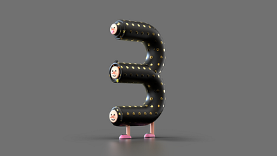 Number 3 - for 36 days of type 36daysoftype 36daysoftype07 3d 3d illustration c4d character illustration letter redshift rendering