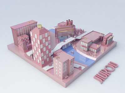 C4D CITY 3d city house