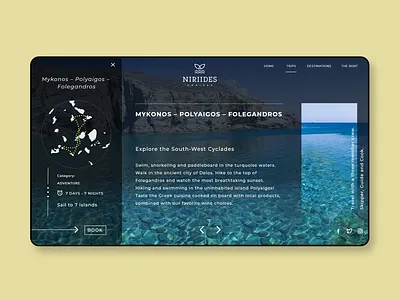 Website for Niriides Cruises aegean book book trip catamaran cruise cyclades dailyui design greece landing page design summer travel trip trip planner ui userinterface web webdesign