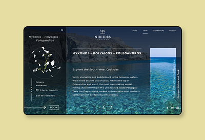 Website for Niriides Cruises aegean book book trip catamaran cruise cyclades dailyui design greece landing page design summer travel trip trip planner ui userinterface web webdesign