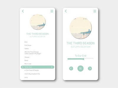 Music Player - Daily UI Challenge 009 app design flat flatdesign green illustration interface light light theme minimal minimalism minimalist music music player pastel pastel color ui ux