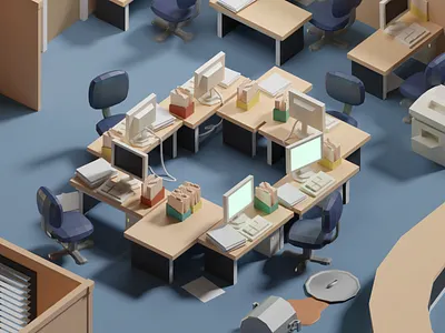 36 Days of Type 2020 O b3d blender chilli illustration isometric kevin low poly michael scott office